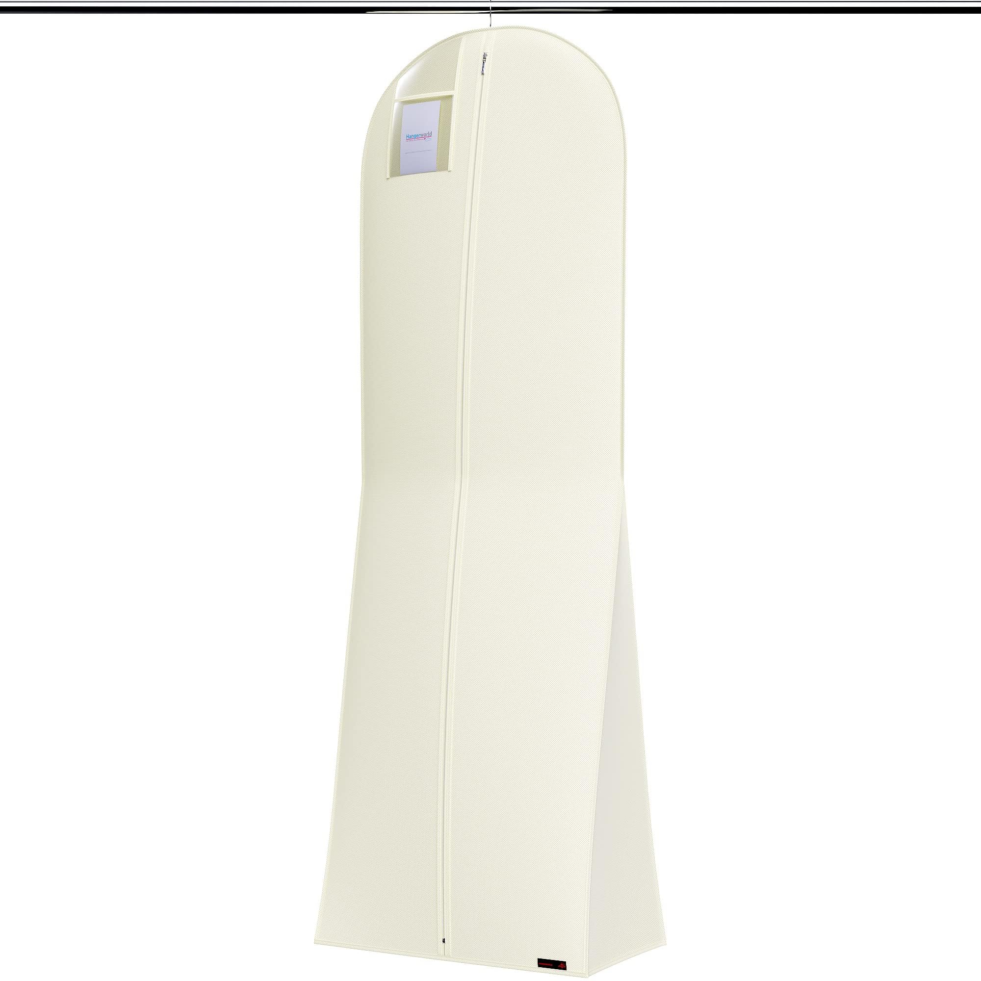HANGERWORLD 72 Inch Ivory Extra Wide Breathable Wedding Dress Bridal Gown Garment Cover Bag with 14 Inch Gusset