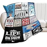 Tijuboni Ski Throw Blanket Skiing Gifts for Girls Boys Women Men Kids Adults Soft Flannel Fleece Blanket for Couch Sofa Bed Home Decor 40"x50"