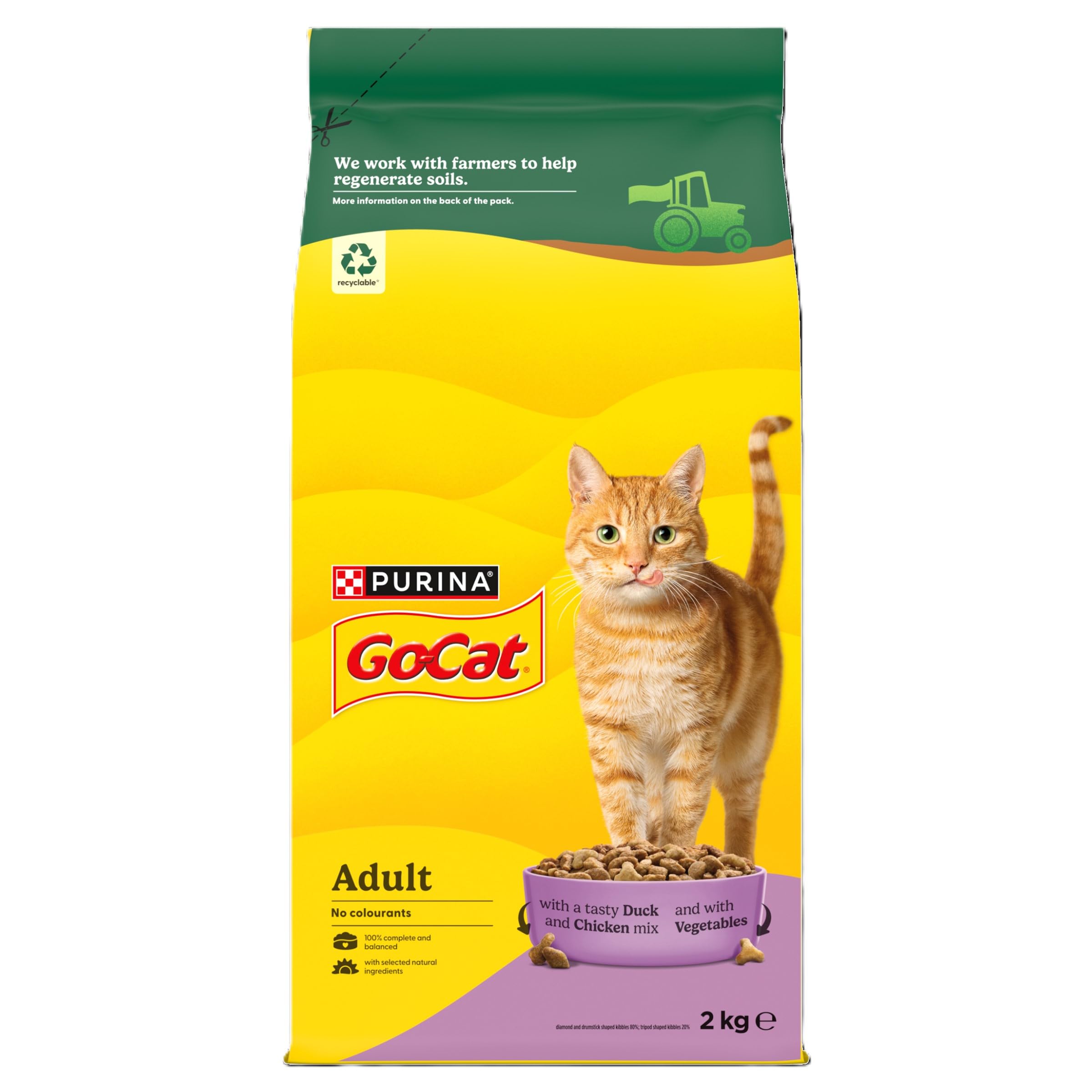 GO-CAT Adult Chicken and Duck Dry Cat Food 2kg (Pack of 4)