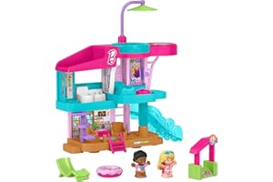 Fisher-Price Little People Toddler Toy Barbie Beach House Playset, Figures and Accessories for Preschool Pretend Play Kids Ages 18+ Months