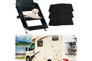 caqeg RV Steps Covers Rugs 3 Pack, 22" Inch Wide RV Camper Step Stair Covers, Camper Stair Rugs Radius Carpet with Spring Hooks Deep Black