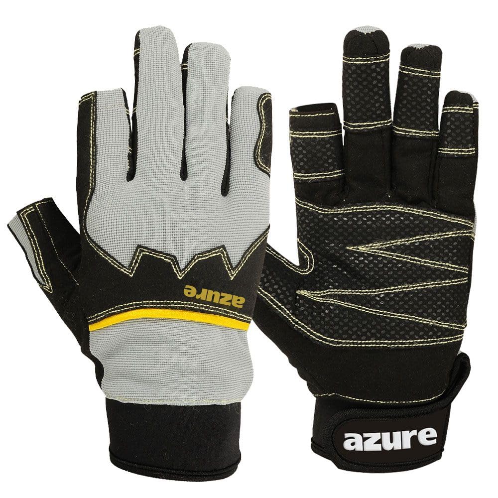 Azure Extreme Grip Sailing Gloves Strong Amara Enforced Palm Breathable Full Finger Boating Gloves | Skiing | Sailing | Boating | Fishing | Canoeing | Kayaking | Riding | Indoor-Outdoor XXL