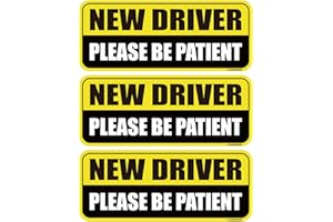 GEEKBEAR New Driver Car Magnet - Colorful, Reflective, Weather-Resistant - Rectangular 8.7 x 3.5 in (Yellow/Black, 3 Pack)