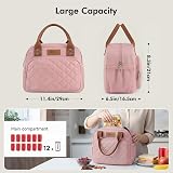 HOMESPON Insulated Lunch Bag Pink Women Men 27x21x15 cm Front Pocket view 3
