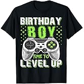 Level Up Birthday Boy Video Game T-Shirt - Classic Fit, Black, Kids Party Gift