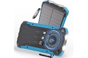 Luvknit Solar Charger Power Bank 20,000mAh, Portable Wireless Charger, Fast Charging External Battery Bank with 6 Outputs for Cell Phones, Portable Solar Panel with Dual Flashlight for Camping