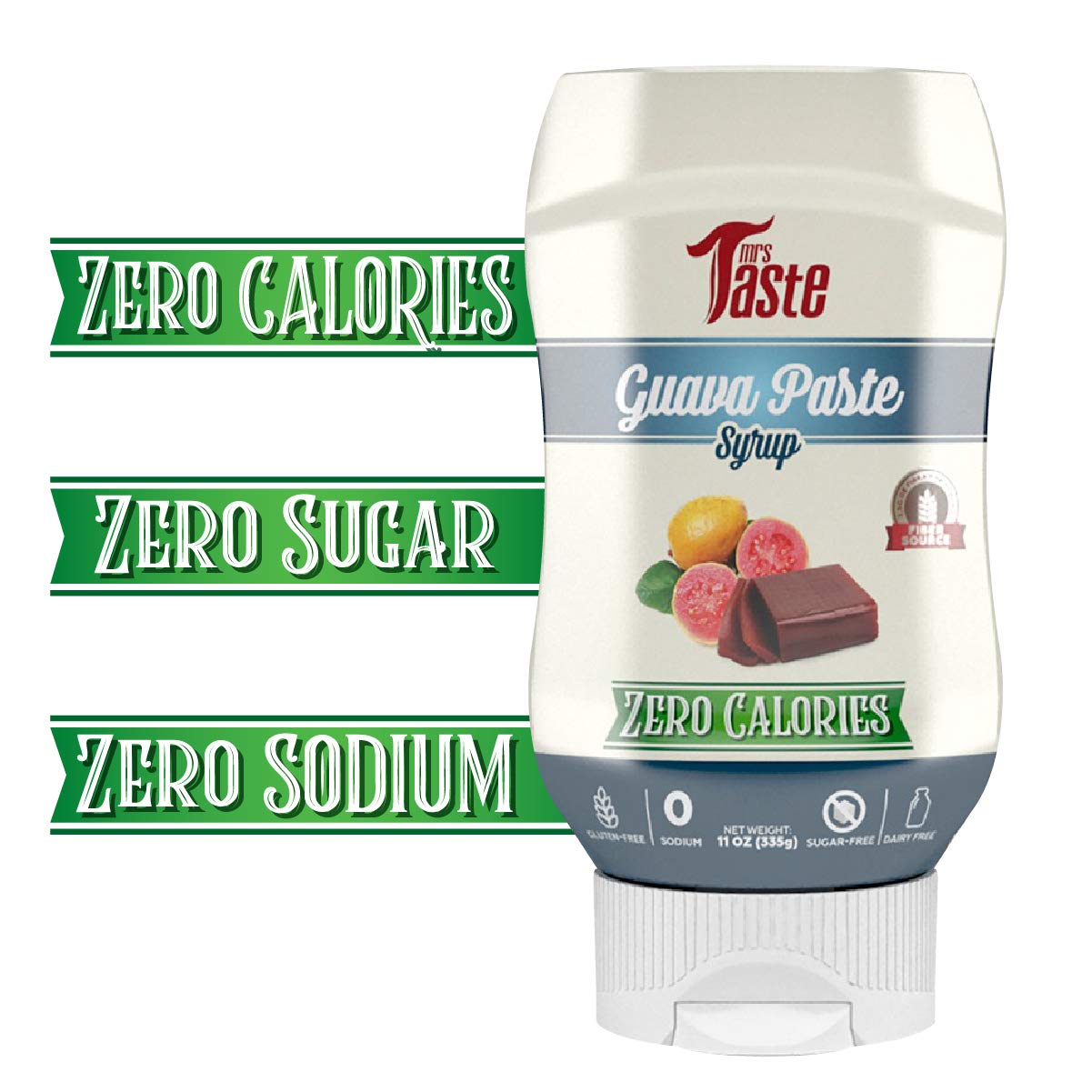Mrs Taste, Zero Calories, Zero Sugar, Zero Sodium, High Fiber, Pancake & Ice Cream Syrup, Keto Friendly, Paleo Friendly (Guava)