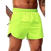 MIER Men's 3 Inch Inseam Running Shorts with Brief Liner Dry Fit Gym Athletic Workout Exercise Shorts with Zipper Pocket