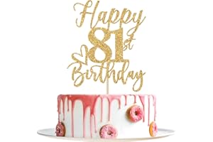 YOTAWEBERY Happy 81st Birthday Cake Topper, 81st Birthday Decorations for Men/Women, Cheers to 81 Years, Hello 81, 81st Happy Birthday Party Supplies Gold Glitter