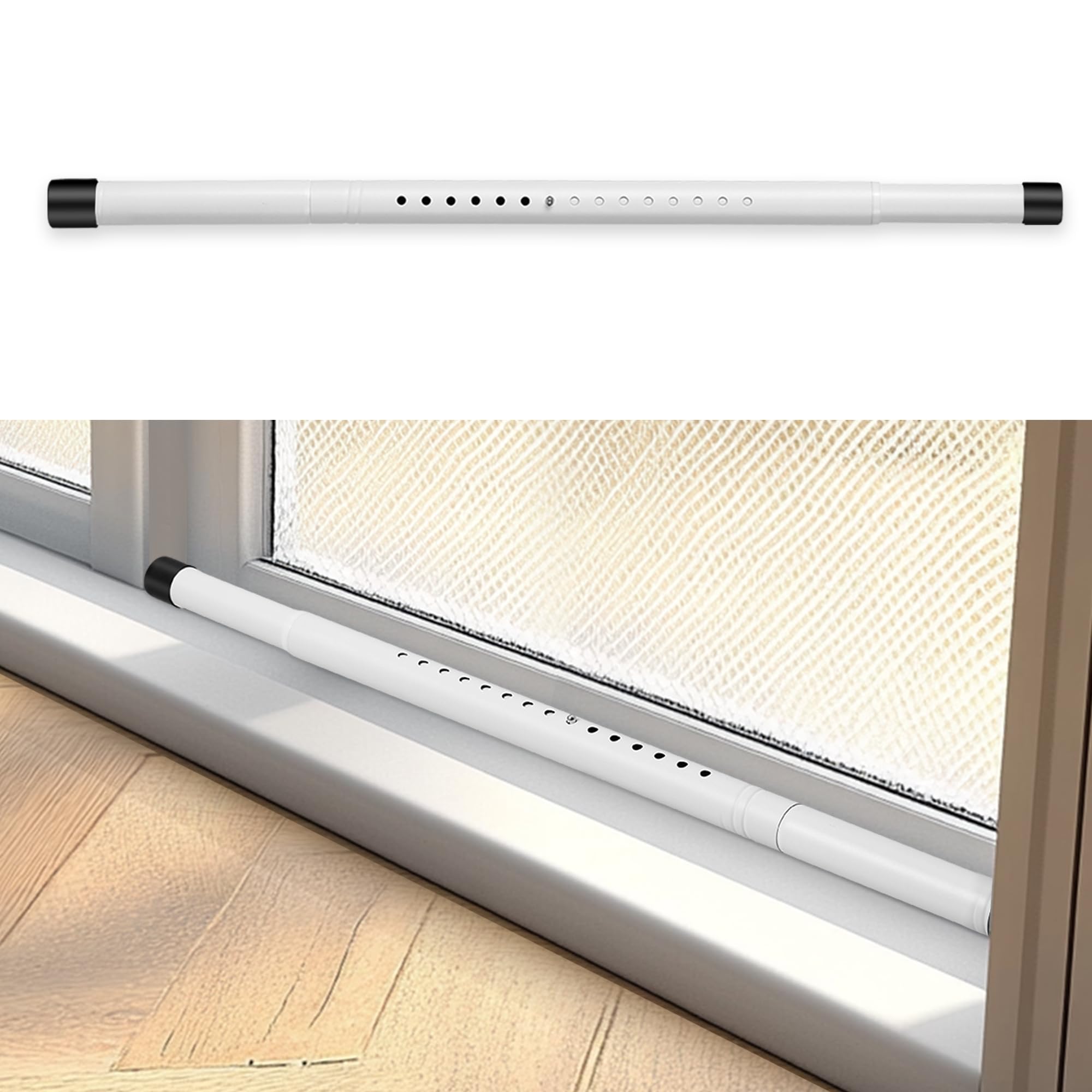 Photo 1 of WIDYANA Sliding Door Security Bar, 17.1-51" Adjustable Lock Bar with Rubber Tips, 1.25" Thickened Metal for Sliding Window & Door, White, Fortify Your Home Entry Points