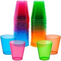 Party Essentials Hard Plastic 2-Ounce Shot/Shooter Glasses, 40-Count, Assorted Neon