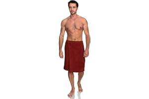 TowelSelections Mens Shower Wrap Adjustable Cotton Terry Bath Gym Cover Up with Snaps