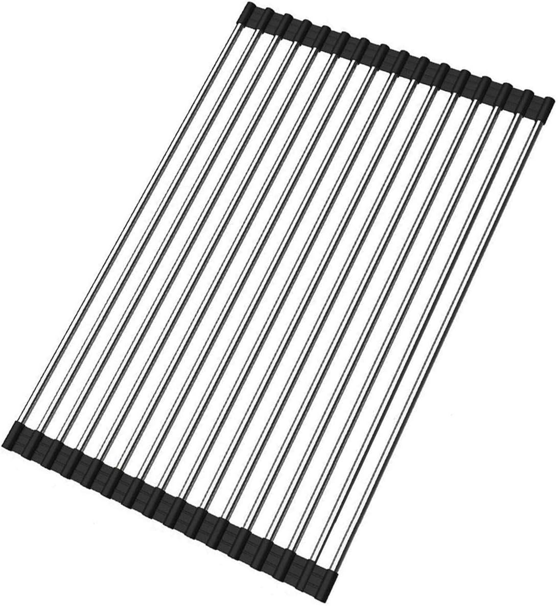 LHJJJQAQ Roll up Dish Drying Rack Kitchen Roll up Sink Drying Rack Portable Dish Rack Dish Drainer Over Sink Dish Drying Rack Foldable Stainless Steel Dish Drying Rack