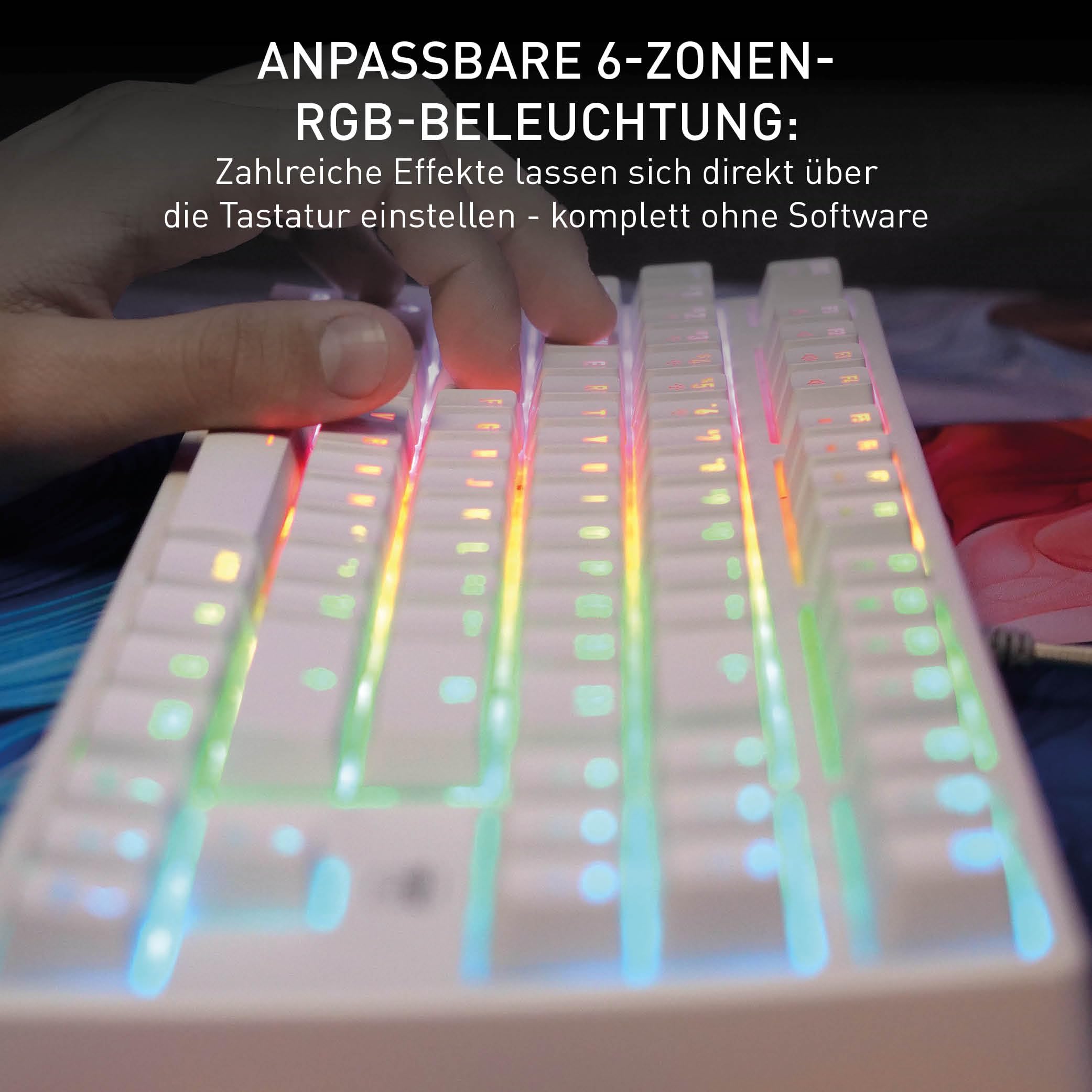 CHERRY XTRFY K4V2 TKL, Kabelgebundene Gaming-Tastatur ohne Nummernblock, Deutsches Layout (QWERTZ), RGB-Beleuchtung, Mechanische MX2A RED Switches, Weiß 5