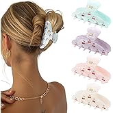 4Pcs Large Acrylic Clips - Big Non-Slip Banana Barrettes for Thick Hair, Strong Hold Jaw Clips for Women Girls