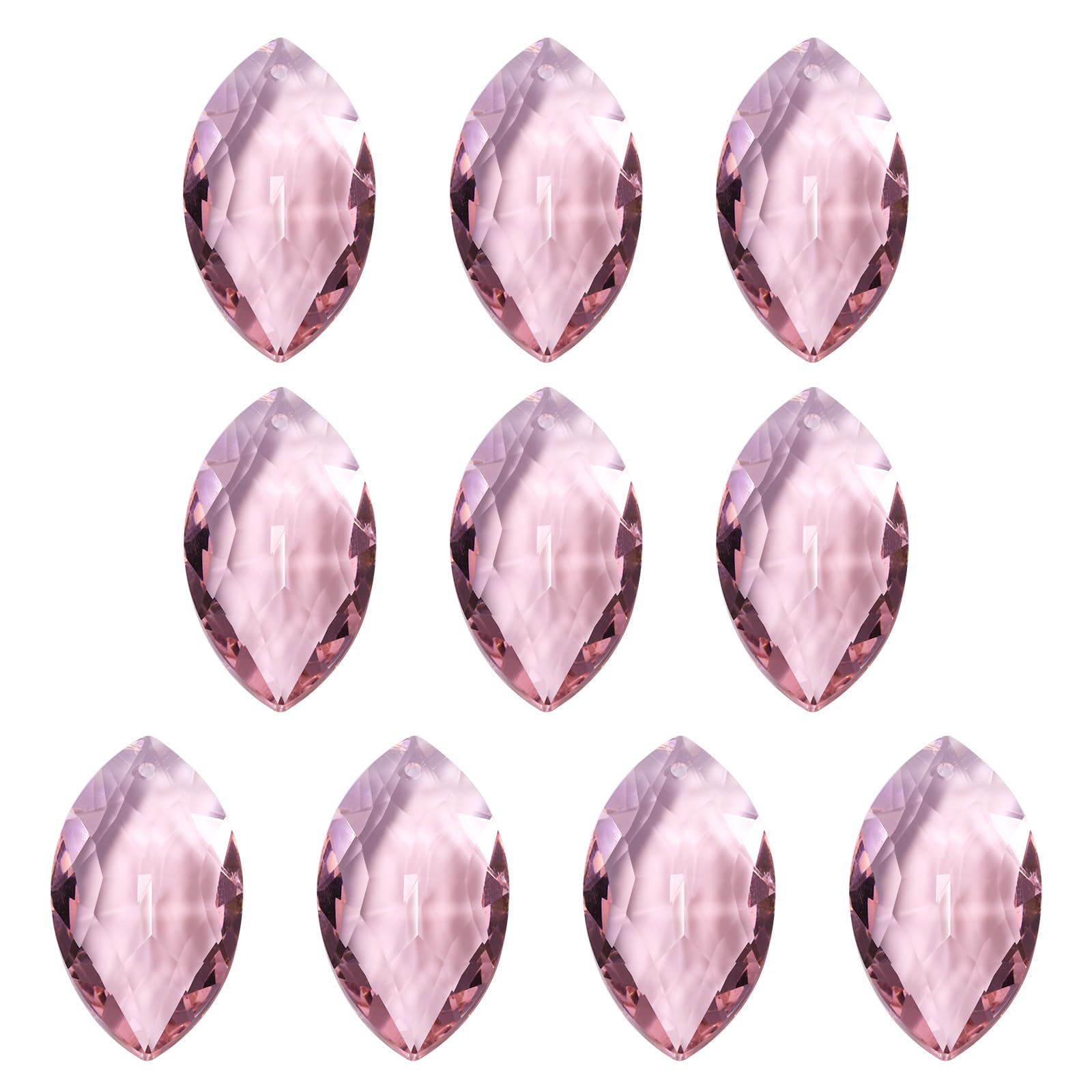 PATIKIL K9 Crystal Pendants Oval Beads, 10 Pack 38mm Chandelier Prisms Parts Hanging Beads DIY Lamp for Arts Crafts Decoration, Pink