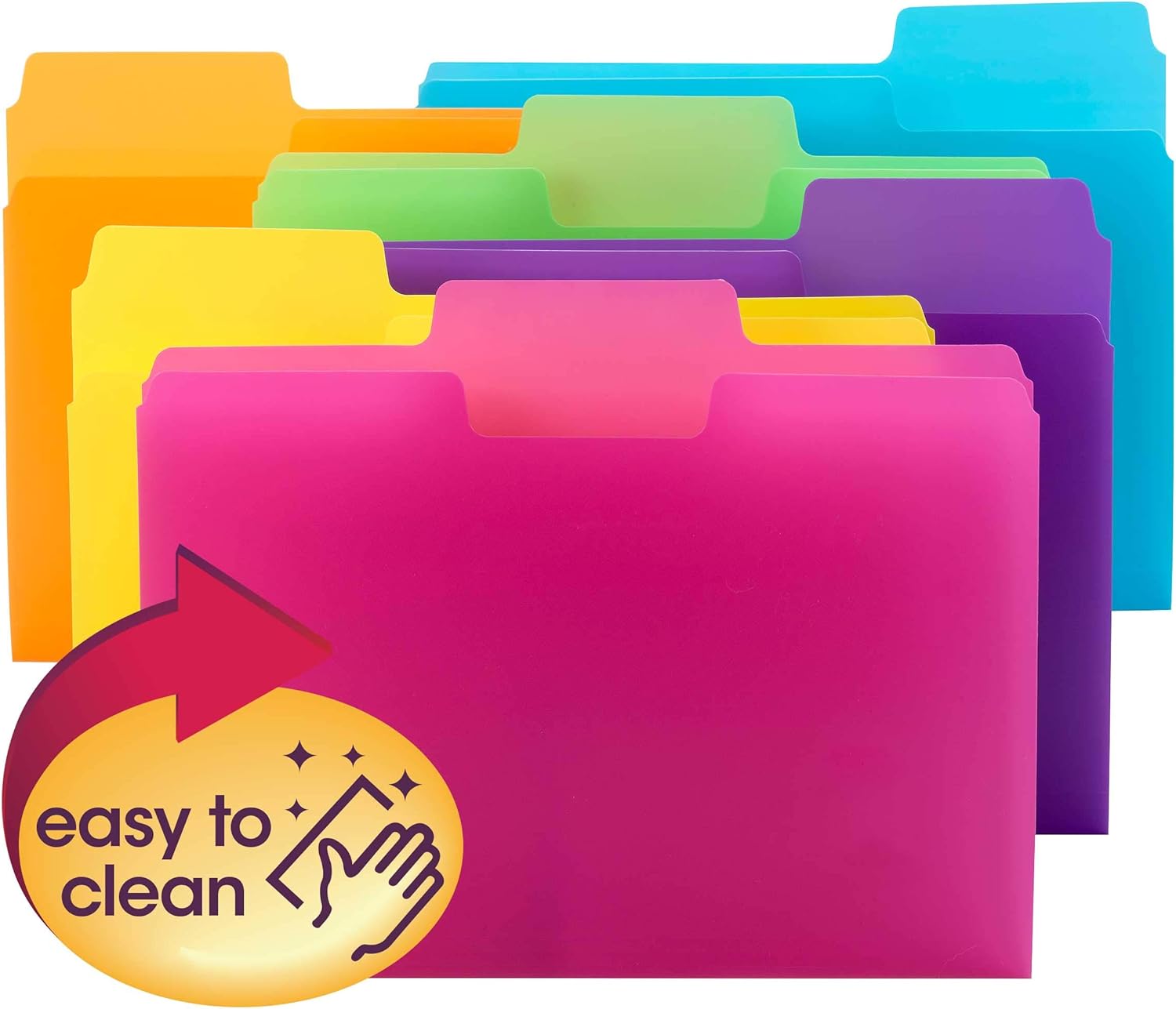 Smead SuperTab File Folder, Oversized 1/3-Cut tab, Letter Size, Poly, 18 per Pack (10515) : Office Products