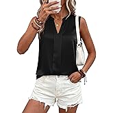 MASCOMODA Women's Satin V Neck Tank Tops Dressy Spring Summer 2026 Silk Sleeveless Blouse Work Shirts Business Casual Outfits