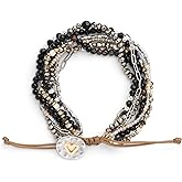 DEMDACO Beaded Love One Size Glass and Metal Charm Bracelet