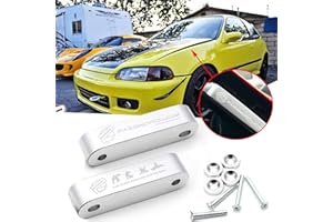 x xotic tech JDM Hood Spacer Hood Riser 3/4" Replacement Front Hood Vent Space Riser Spacer Anodized Silver Aluminum Alloy Billet Compatible with Honda Civic CRX Del Sol, Acura Integra