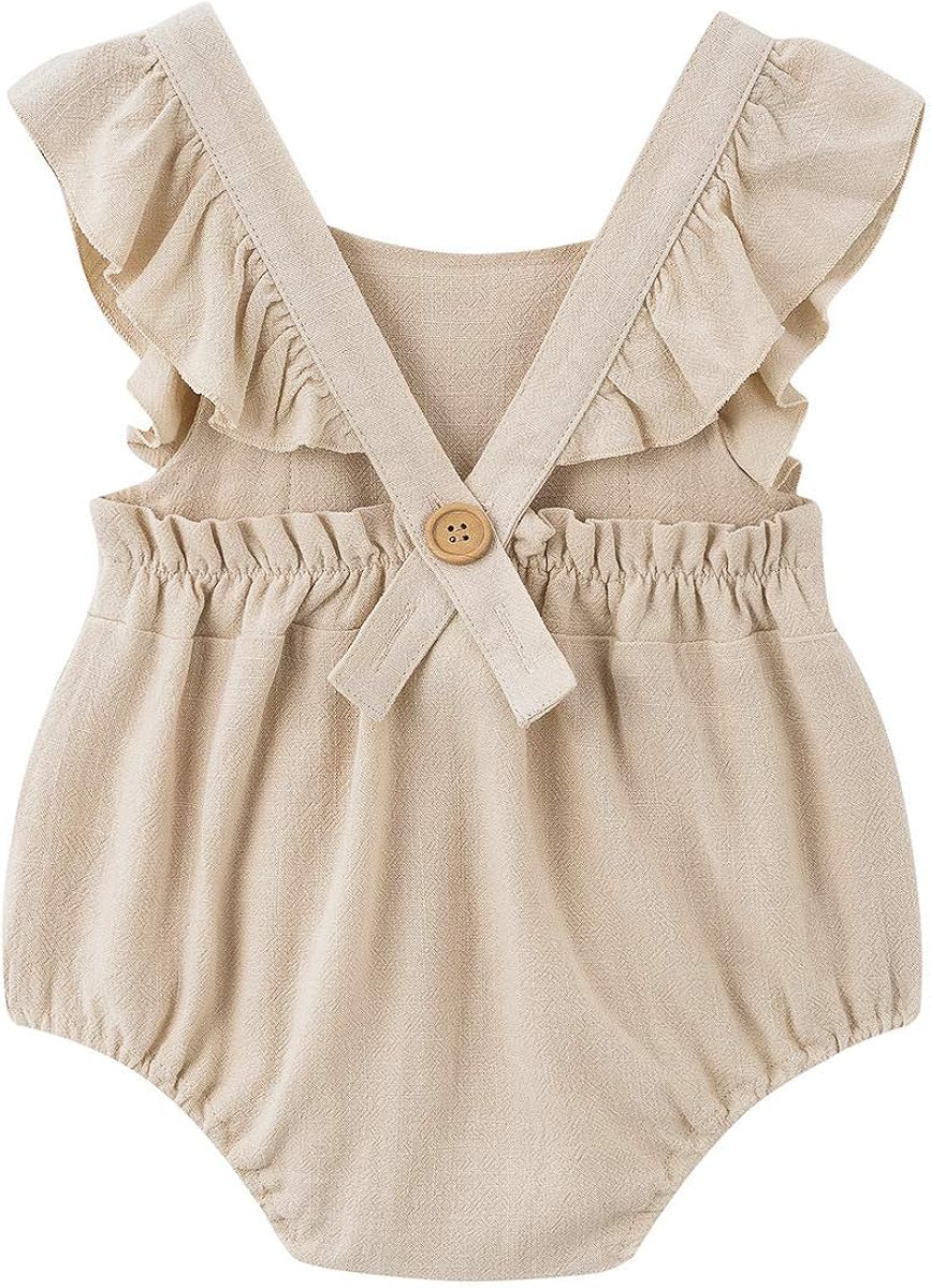 Simplee kids Baby Onesies Unisex Cotton Linen Handmade Romper Jumpsuit Solid Color Long Sleeve Jumpsuit: Clothing