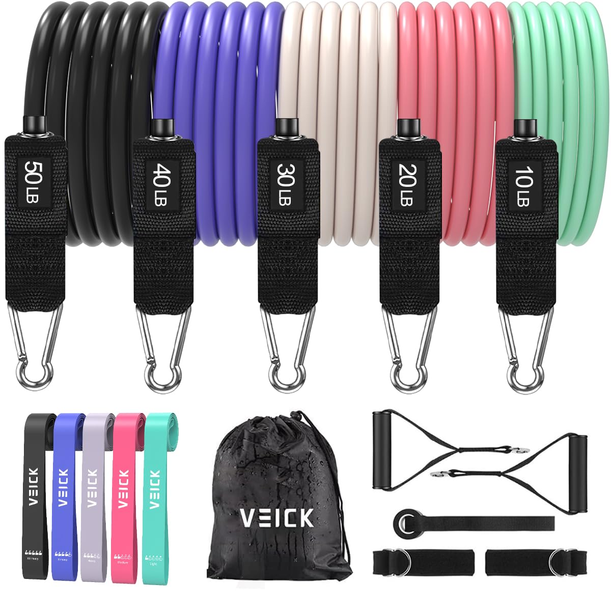 Photo 1 of VEICK Resistance Bands, Exercise Bands, Workout Bands, Resistance Bands for Working Out with Handles for Men and Women, Exercising Bands for Fitness Weights Work Out at Home