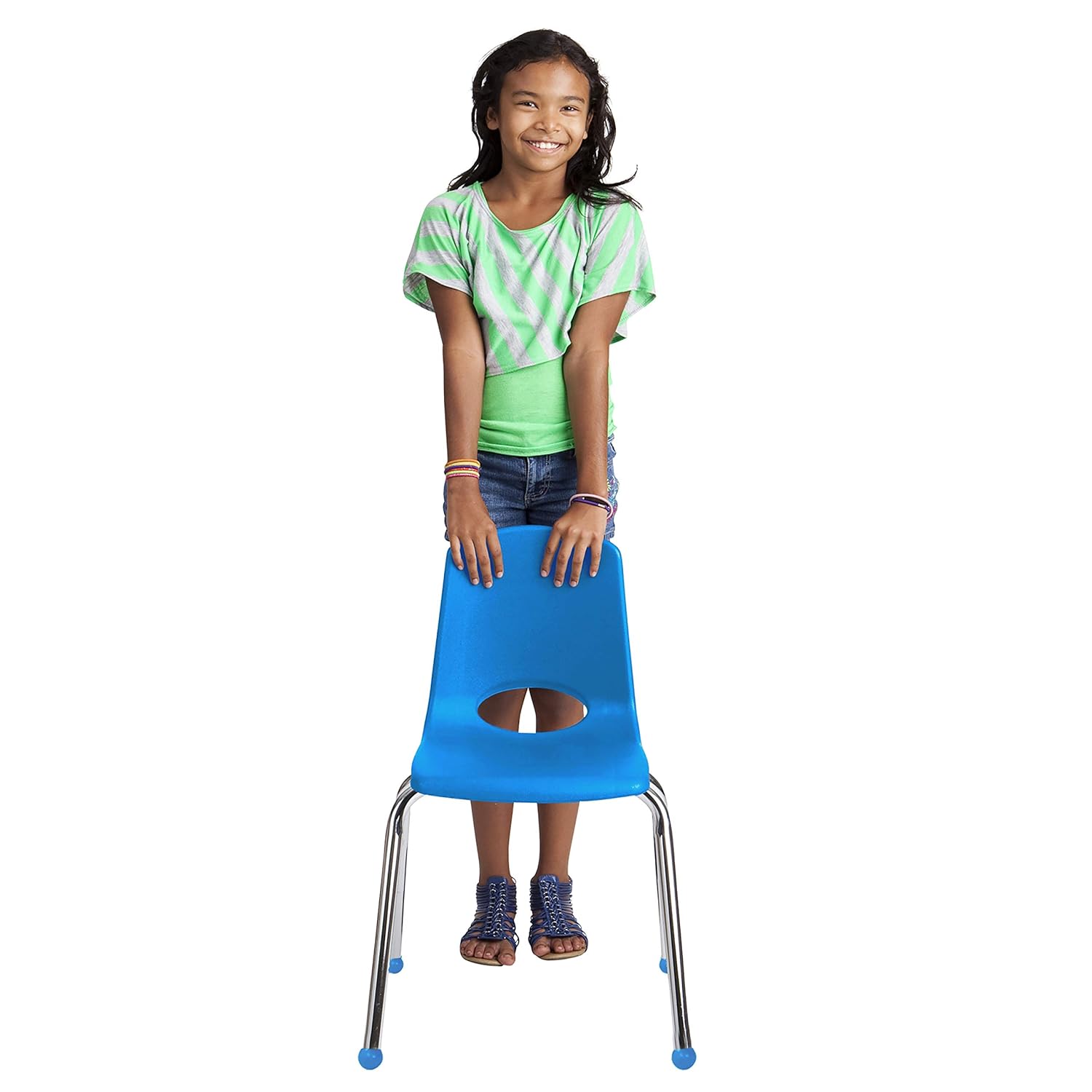 FDP - 10367-BL 16" School Stack Chair,áStacking Student Chairs with Chromed Steel Legs and Ball Glides - Blue (6-Pack): Industrial & Scientific
