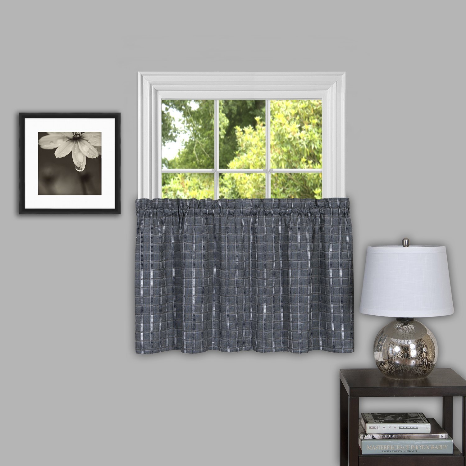 Achim Home Furnishings, Grey Sydney Window Pair Curtain Tier, 58" x 36" (Model: SYTR36GY12)
