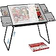 Doerpuz Jigsaw Puzzle Table Adjustable Height-18,28inch,2 in 1 Design Metal Puzzle Table with Legs Aluminium,Puzzle Tables for Adluts and Kids,Foldable Puzzle Table with Drawers,Felt,and Cover