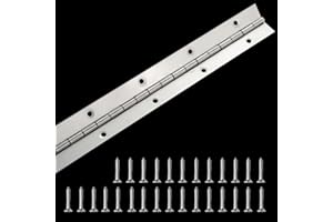 FVSEC Piano Hinge 36 Inch x 1.2 Inch Heavy Duty Continuous Hinge with Holes for Cabinets Boat Marine Door, 304 Stainless Steel Piano Hinge 0.04" Leaf Thickness 1.2'' Open Width