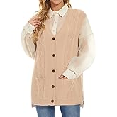 Hyipels Women's Sweater Vest,Long Cable Loose Knitted Sleeveless V Neck Casual Sweaters Tank Top S~XL