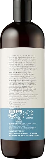 Sukin Hydrating Conditioner 500ml Coconut Oil Shea Butter Vegan Cruelty Free view 3