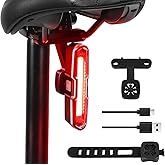 Rear Bike Light Powerful 110 Lumens - Bike Light 5 Modes Red/Blue, Waterproof IP64, Rechargeable USB-C, Quick Release Bracket