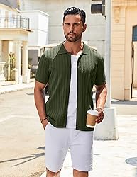 COOFANDY Men's Summer Shirt Short Sleeve Button Up