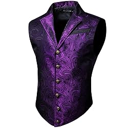Barry.Wang Dark Purple Paisley Victorian Vest Loki