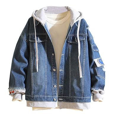 Amphia - Herren Jeansjacke - Vintage Mantel - Destroyed Denim Mantel und Taste, Männlich Herbst Winter Casual Vintage Wash Di
