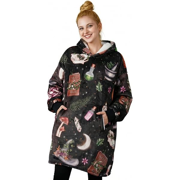 Amazon.com: Augenstern Oversized Flannel Wearable Blanket Hoodie