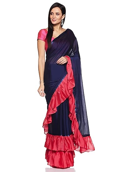 Womanista crepe with blouse piece Saree