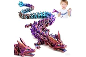 SHUWND Large 3D Printed Dragon 24 inch- Articulated Crystal Dragon Toys with Wings, Big 3D Printed Animals ADHD Fidget Toy Gifts for Desk Decor, Perfect Desk Pet for Animal Collectors