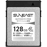 SUNEAST Ultimate PRO White CFexpress Type B, 128GB Memory Card, Up to 1550MB/s Read, 550MB/s Write, TLC 8K Video Card for Professional Cameras, High-Speed CFexpress B, XQD-Compatible, Series SE