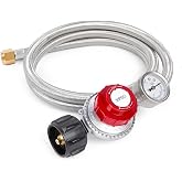 GASPRO 0-30 PSI Adjustable High Pressure Propane Regulator with Gauge, 5-Foot Stainless Braided Hose, Perfect for Turkey Fryer, Gas Burner, Fire Pit