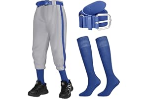 Cozypower 3 Pcs Baseball Combo Set Youth Boy and Girls Softball Pants with Socks and Belts