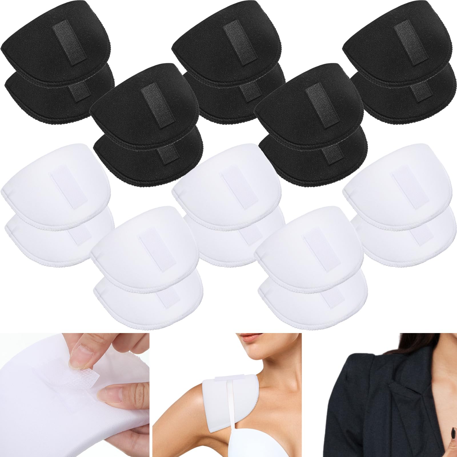 Photo 1 of Yearntown 10 Pairs Set-in Shoulder Pads 1.5cm Thickening Breathable Sponge Shoulder Pads for Women Clothing Sewing Supplies for Men Sloping High Low Blazer Suit, White and Black