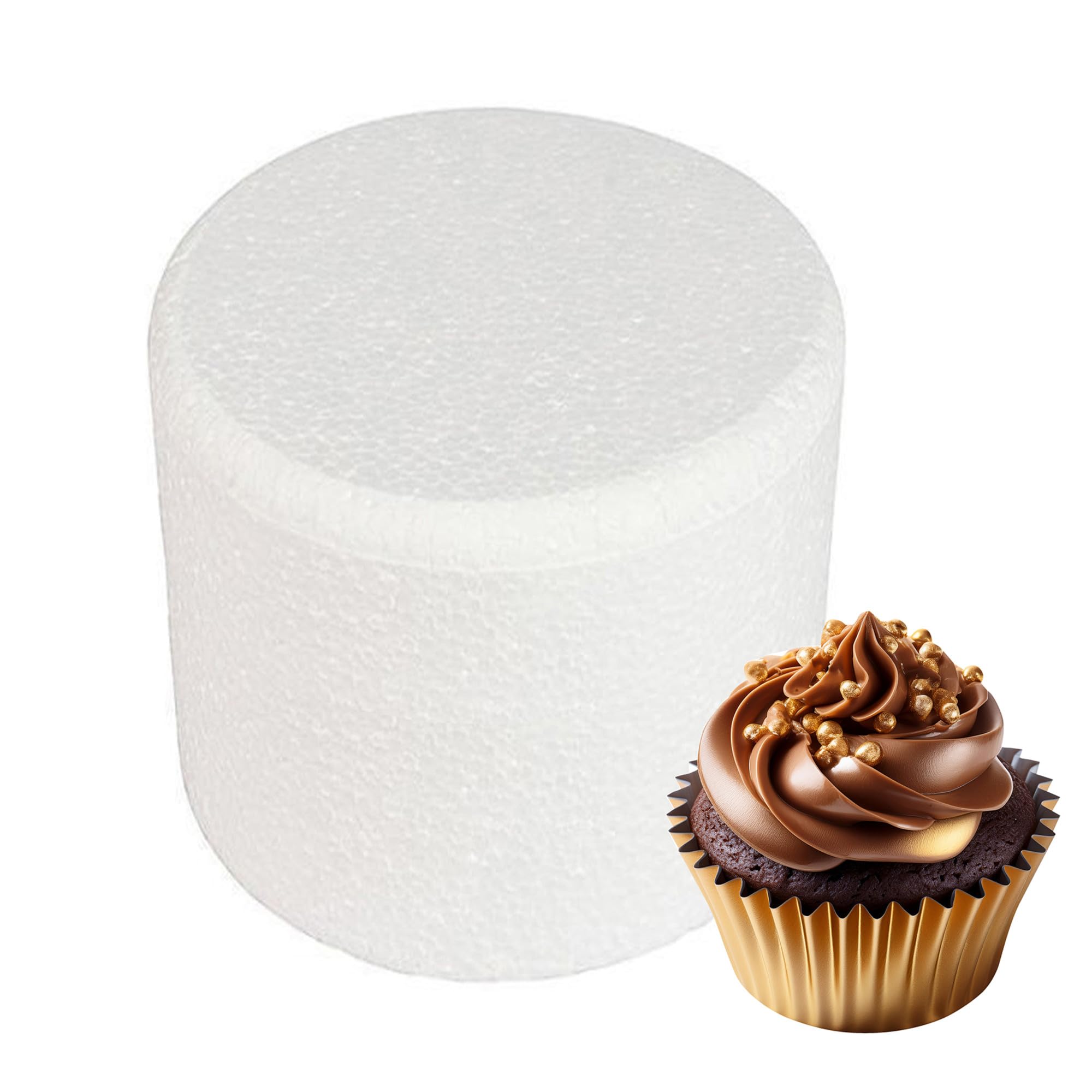 Culpitt 6" x 5" Round Cake Dummy, Bevelled Edge Cake Form, Practice Cake Decorating or Use for Creating Long-Lasting Displays, Smooth Polystyrene