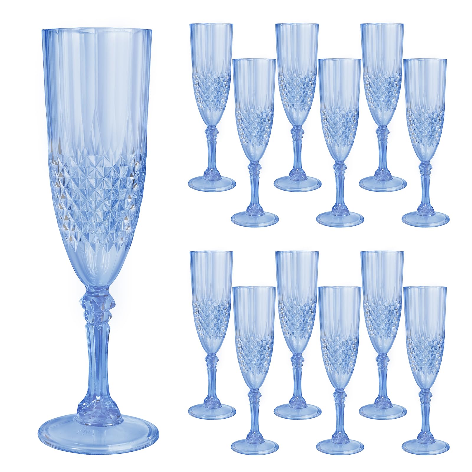 Photo 1 of ***MISSING PIECE*** CHICERA 12 Pcs Blue Plastic Champagne Flutes,Blue Champagne Glasses Bulk,Made of Durable Plastic Material Can be Used for Weddings, Everyday Fun Parties and More!