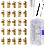 Comgrow 25PCS MK8 Ender 3 V2 Nozzles 0.4MM, 3D Printer Brass Hotend Nozzles with DIY Tools Storage Box for Creality Ender 3/E