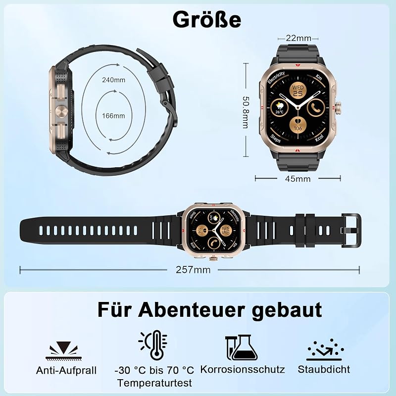 Smartwatch Herren mit GPS,2.06" HD Smart Watch mit Telefonfunktion