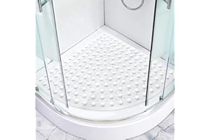 Corner Shower Matt Non Slip: Mofonky 70 x 70 cm Large Triangular Shower Mats for Walk-in Shower - PVC Anti Mold Shower Mat wi