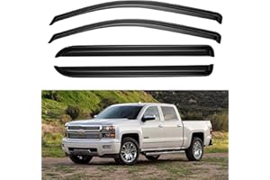 YQAUTEC Window Visors Rain Guards for 2014-2018 Chevy Silverado/GMC Sierra 1500 Full-Size Cab, Out-Channel Window Vent Wind Deflectors Visors Shades for 2015-2019 Silverado/Sierra 2500HD 3500HD Crew Cab
