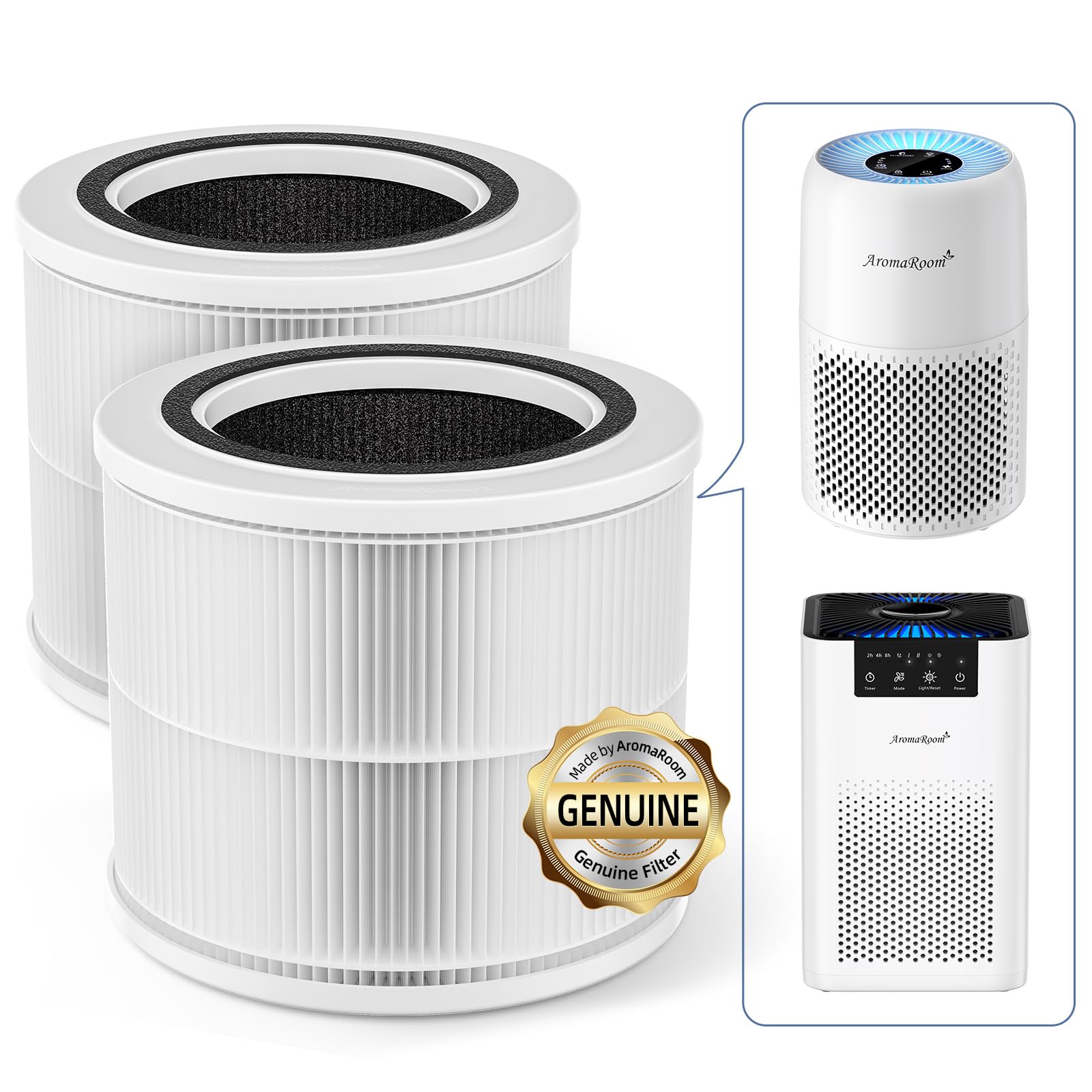 AromaRoom Air Purifier Filter Compatible with LEVOIT Core Mini-P Air Purifier, Replacement for AP100/AP102 3-Stage True HEPA H13 Air Filter, 3-in-1 High-Efficiency Activated Carbon Filter, 2 Packs ?